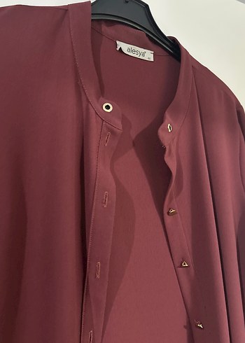 Bordo Nakışlı Kadın Uzun Kollu Uzun Boy Tunik - Görsel 3