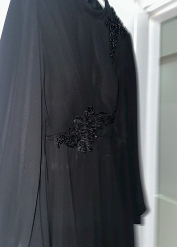 Uzun Kollu Siyah Gotik Abiye Elbise - Görsel 4