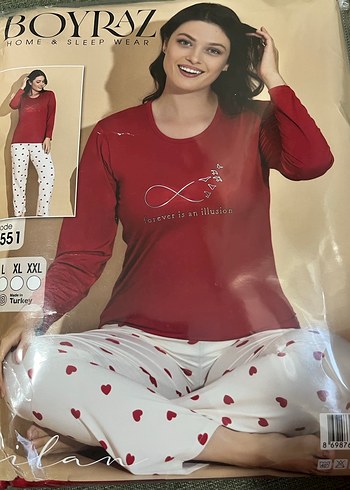 Boyraz Kırmızı Uzun Kollu Kadın Pijama Takımı