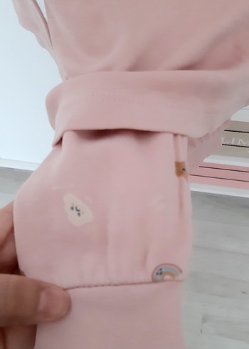 6 Ay Beden pembe Renk Pembe Uzun Kollu Fırfırlı Bebek Kız Takımı