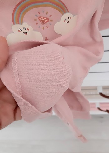 6 Ay Beden Pembe Uzun Kollu Fırfırlı Bebek Kız Takımı