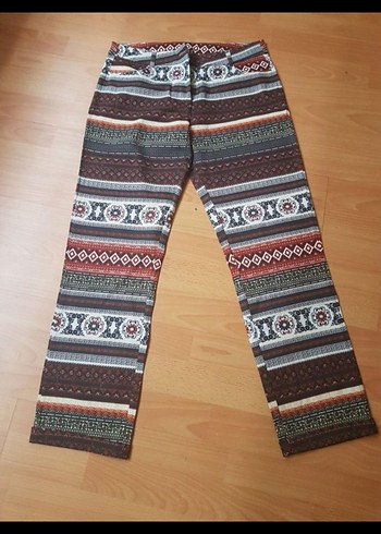 Çok Renkli Desenli Bohem Kadın Pantolon - Görsel 2