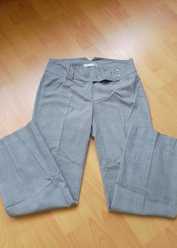 Gri Kemerli Kadın EKOSE Pantolon - Görsel 3