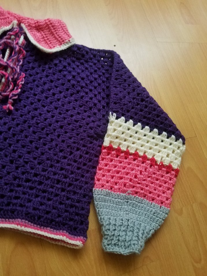 Renkli Örgü Bayan Hırka Uzun Kollu - Görsel 3