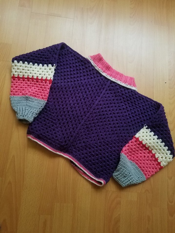 Renkli Örgü Bayan Hırka Uzun Kollu - Görsel 2