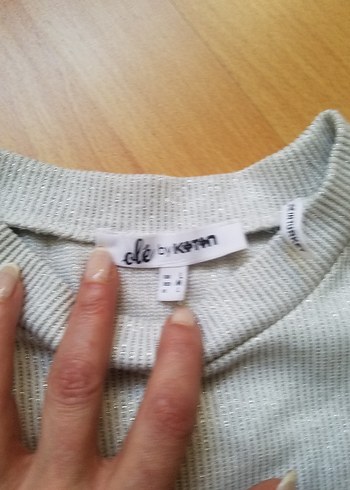 Gri SİMLİ Kadın Uzun Kollu CROP Sweatshirt - Görsel 6