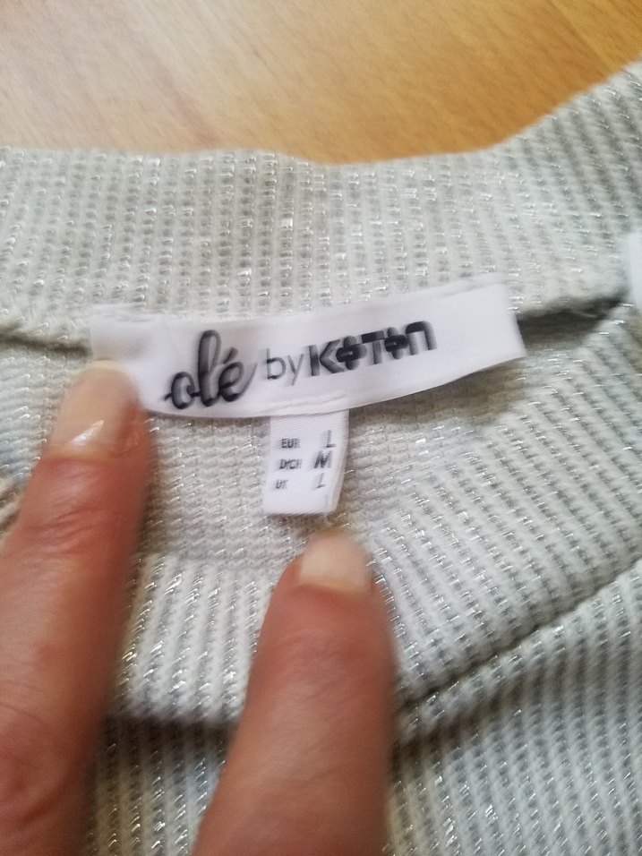 Gri SİMLİ Kadın Uzun Kollu CROP Sweatshirt - Görsel 4