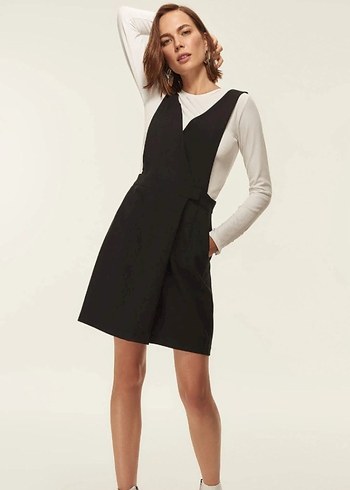 Siyah V Yaka Midi Ofis Elbisesi/ SALOPET ELBİSE - Görsel 2