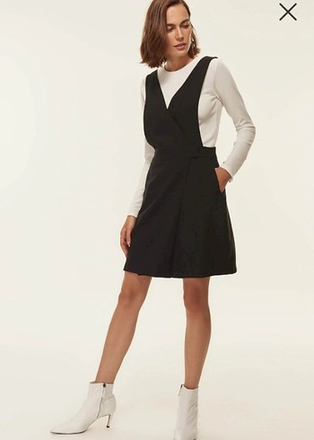 Siyah V Yaka Midi Ofis Elbisesi/ SALOPET ELBİSE - Görsel 3