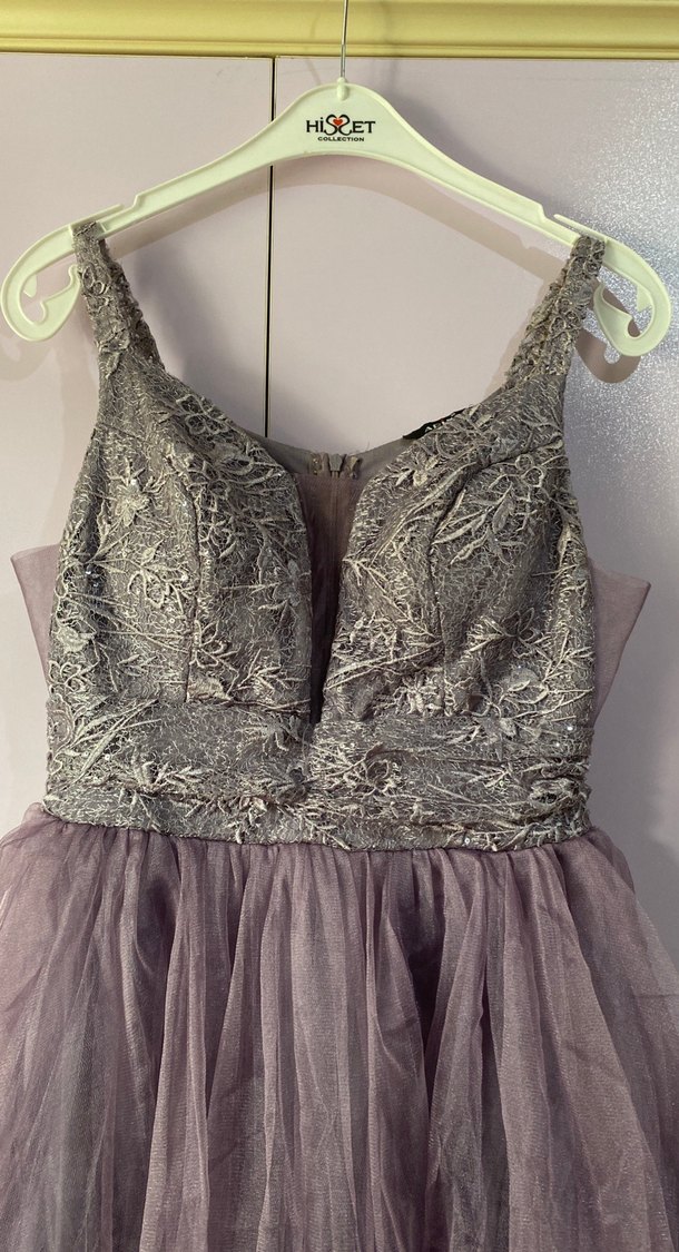 Dantel İşlemeli Straplez Mini Abiye Elbise - Görsel 2