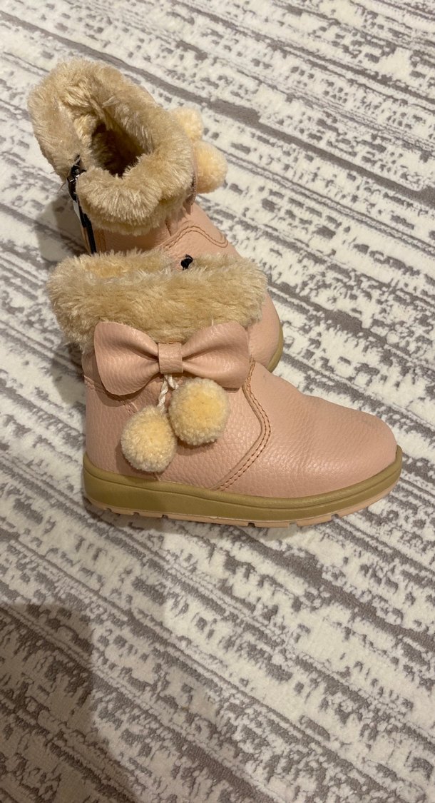 Peluş Detaylı Pembe Kız Çocuk Bot - Görsel 2