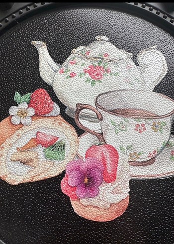 Siyah Çerçeveli Çaydanlık ve Fincan Desenli Tablo - Görsel 4