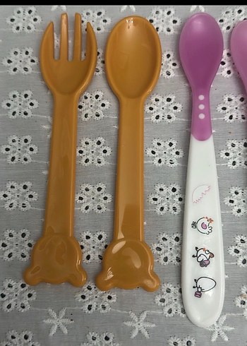 Çocuk Kaşık Seti, Renkli ve Pembe - Görsel 2