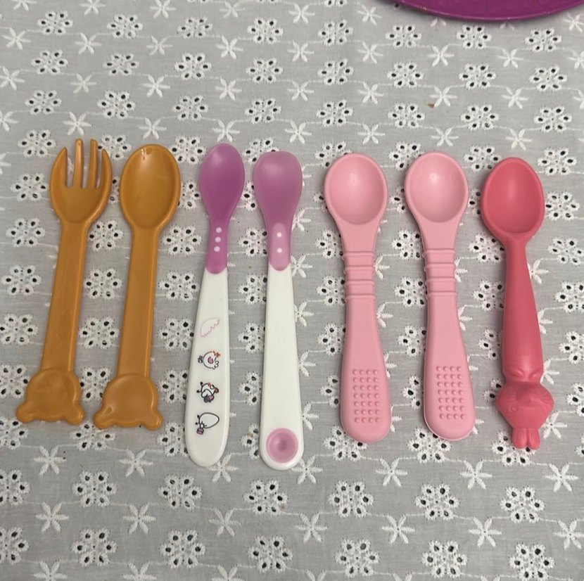 Çocuk Kaşık Seti, Renkli ve Pembe - Görsel 3