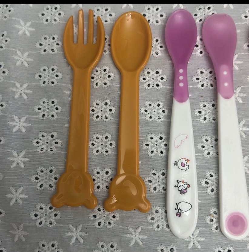 Çocuk Kaşık Seti, Renkli ve Pembe - Görsel 2