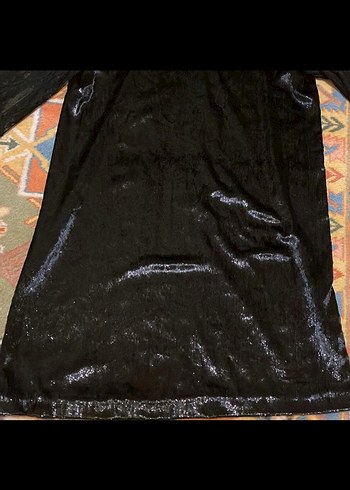 s Beden Dantel Detaylı Siyah Midi Gotik Elbise
