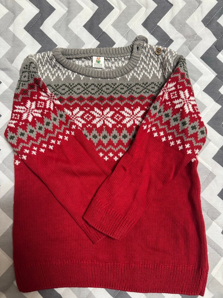 Kırmızı Bohem Erkek Çocuk Triko Kazak - Görsel 2