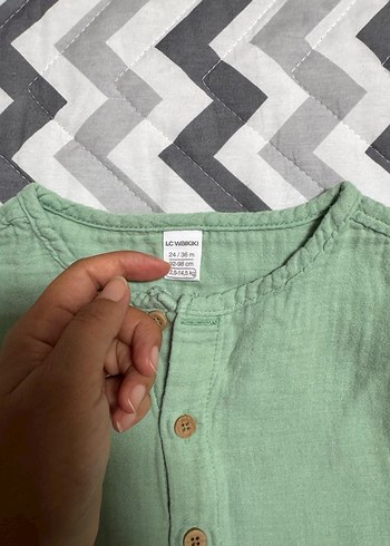 Erkek Çocuk Yeşil Keten Kısa Kollu Gömlek - Görsel 2