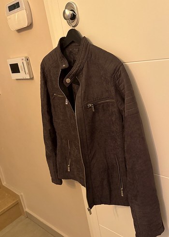 Antrasit Süet Biker Ceket - Görsel 6