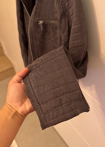 Antrasit Süet Biker Ceket - Görsel 7