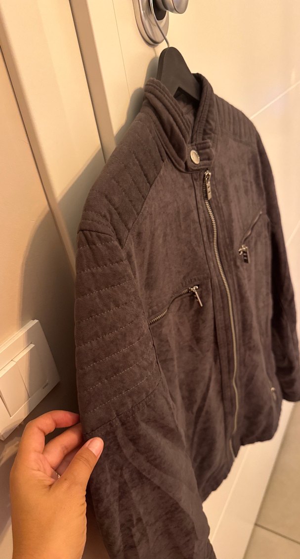 Antrasit Süet Biker Ceket - Görsel 2