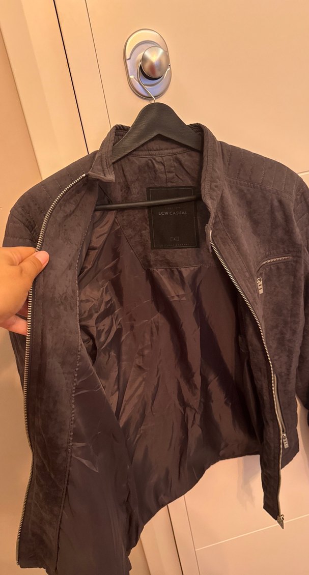 Antrasit Süet Biker Ceket - Görsel 4