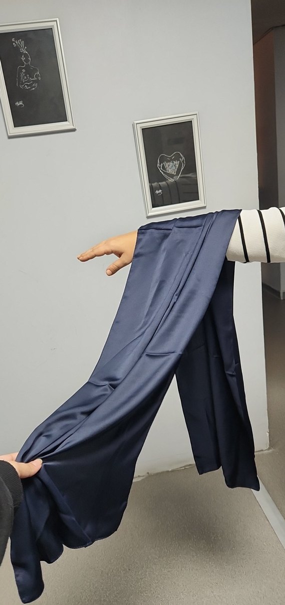 Koyu Mavi Düz fular - Görsel 3