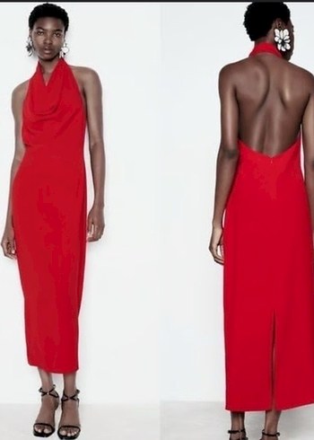 Zara Kırmızı Elbise - Görsel 3