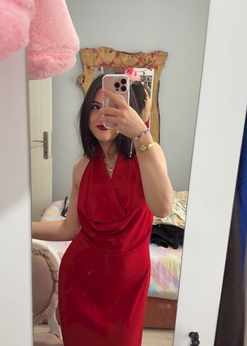 Zara Kırmızı Elbise - Görsel 2