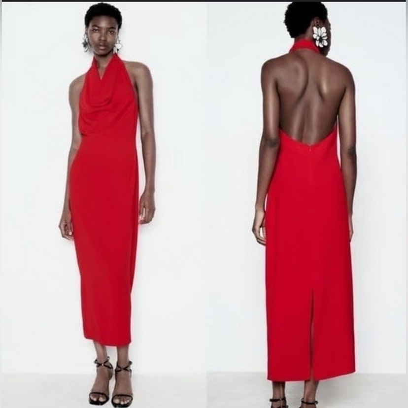 Zara Kırmızı Elbise - Görsel 3