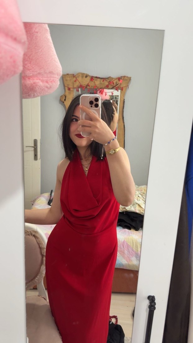 Zara Kırmızı Elbise - Görsel 2