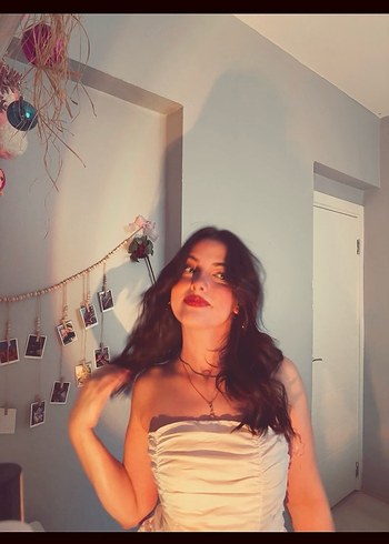 Holly lolly Beyaz Straplez Mini elbise büzgülü - Görsel 2