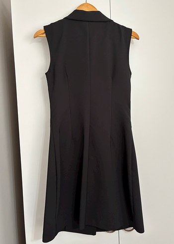 Düğmeli Siyah Uzun Kadın Yelek Elbise - Görsel 2