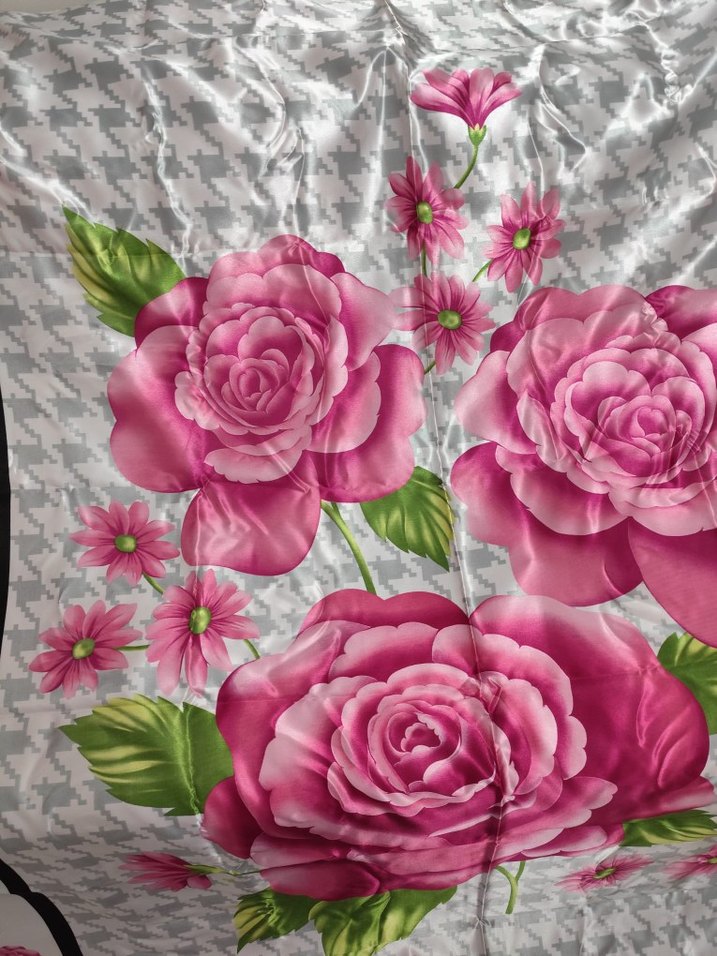 Pembe Güllü saten çift kişilik pike yatak örtüsü - Görsel 3