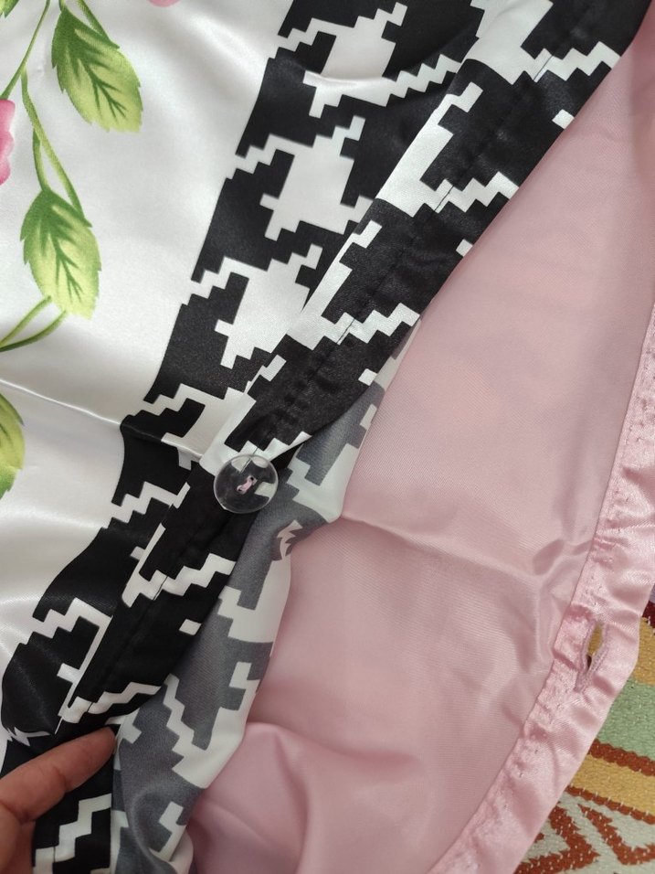 Pembe Güllü saten çift kişilik pike yatak örtüsü - Görsel 5