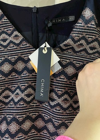 V Yaka Lacivert Midi  Elbisesi - Görsel 2