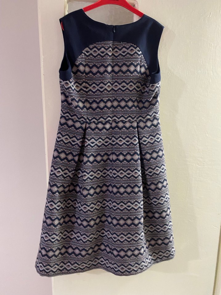 V Yaka Lacivert Midi  Elbisesi - Görsel 3