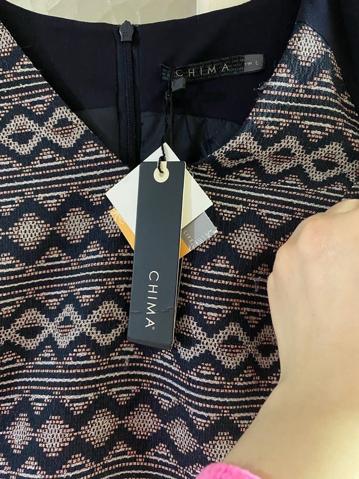 V Yaka Lacivert Midi  Elbisesi - Görsel 2