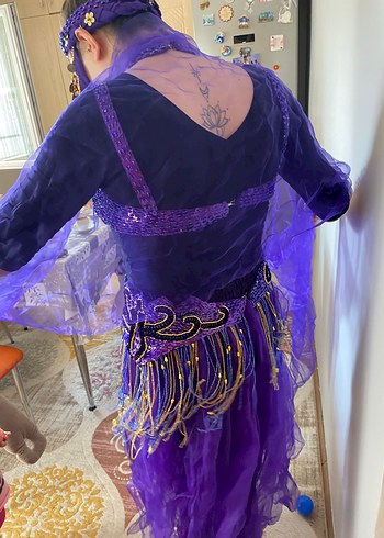 s Beden mor Renk Uzun Mor Etnik Desenli Kadın Hint Elbisesi
