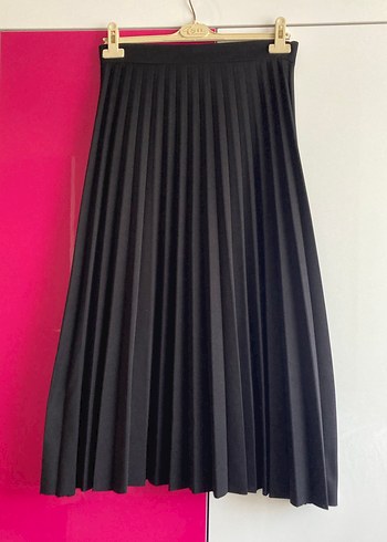 Kadın Siyah Pilili Uzun Etek - Görsel 2