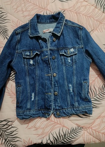 Kadın Lacivert Düğmeli Denim Ceket