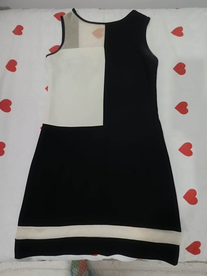 Siyah Beyaz  Midi Elbise - Görsel 2