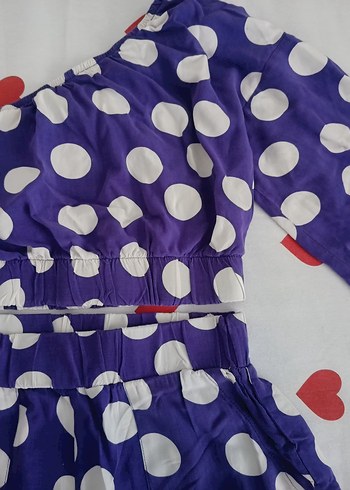 Mor Puantiyeli Şortlu Takım - Görsel 4