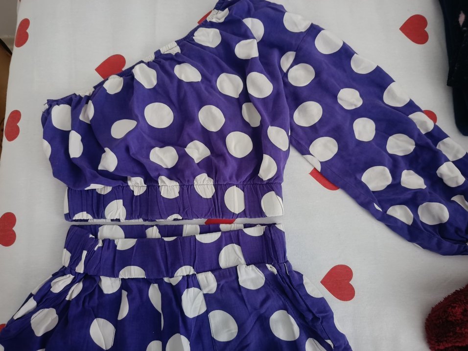 Mor Puantiyeli Şortlu Takım - Görsel 4