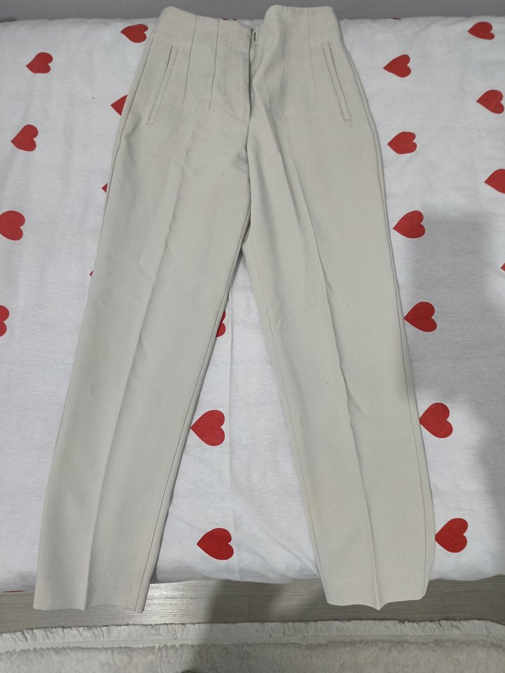 Zara Bej Kadın Pamuk Kumaş Pantolon - Görsel 2