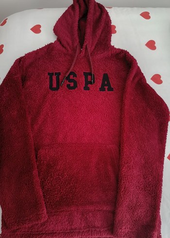 Kırmızı Kapüşonlu Kadın Sweatshirt - Görsel 2