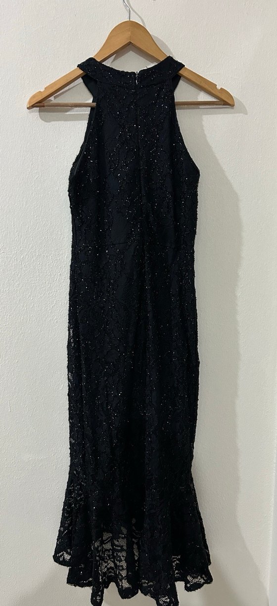 Siyah İşlemeli Boncuklu Uzun Abiye Elbise - Görsel 2