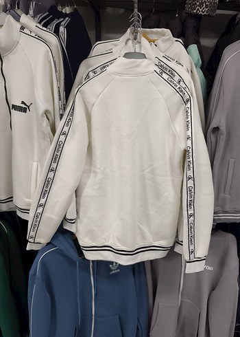 Beyaz Fermuarlı Calvin Klein Sweatshirt - Görsel 2