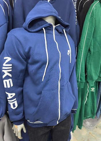 Nike Air Erkek Mavi Fermuarlı Sweatshirt - Görsel 3
