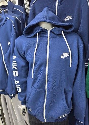 Nike Air Erkek Mavi Fermuarlı Sweatshirt - Görsel 2